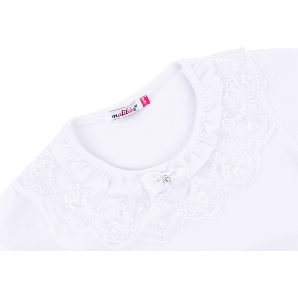 Футболка дитяча Matilda з коротким рукавом і мереживною оборкою (7134-164G-white)