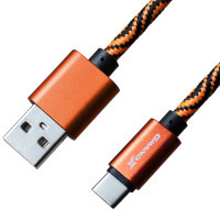 Дата кабель USB 2.0 AM to Type-C 1.0m Orange/Black Grand-X (FC05OB)
