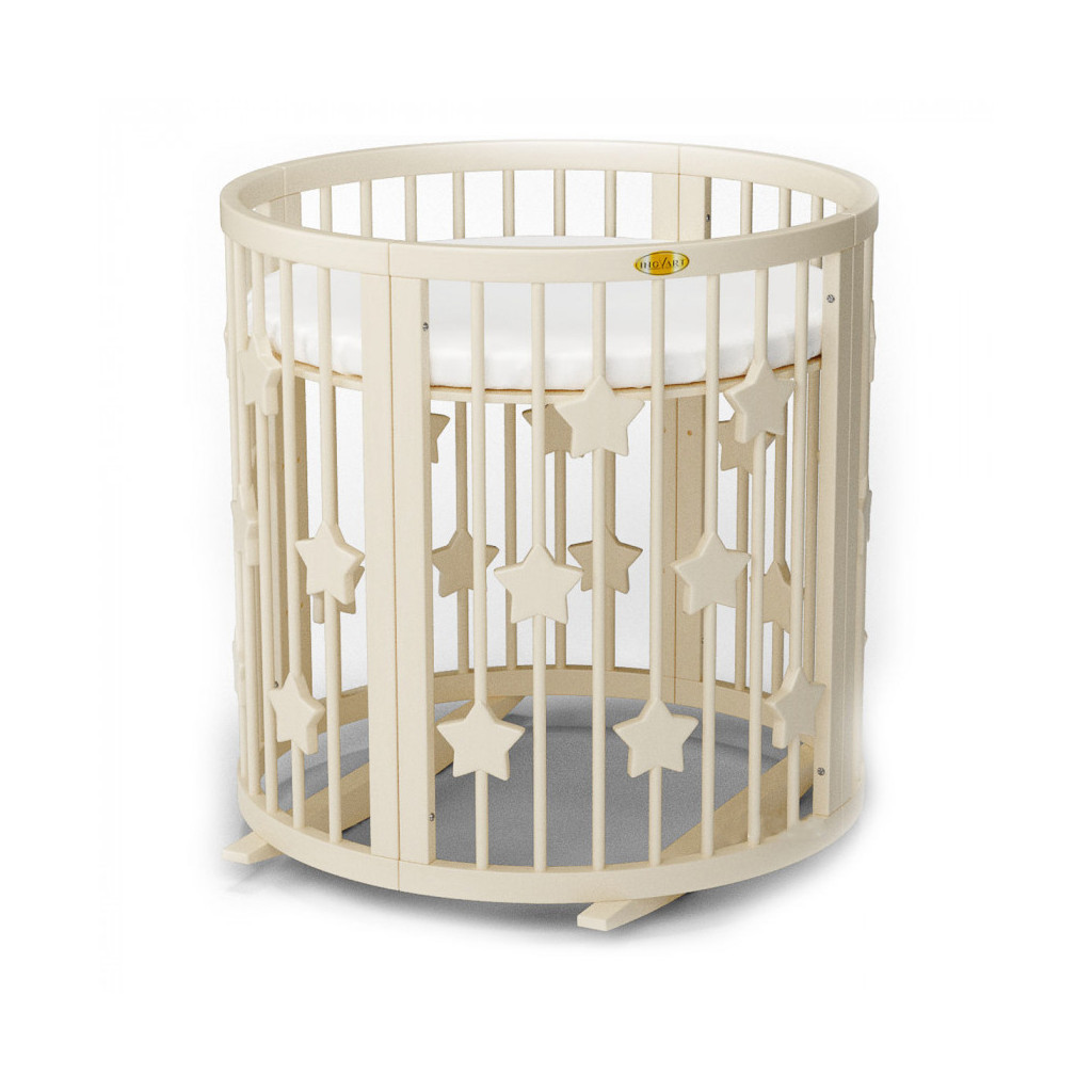 Ліжечко Ingvart SMART BED ROUND із зірочками молочний (1359001)