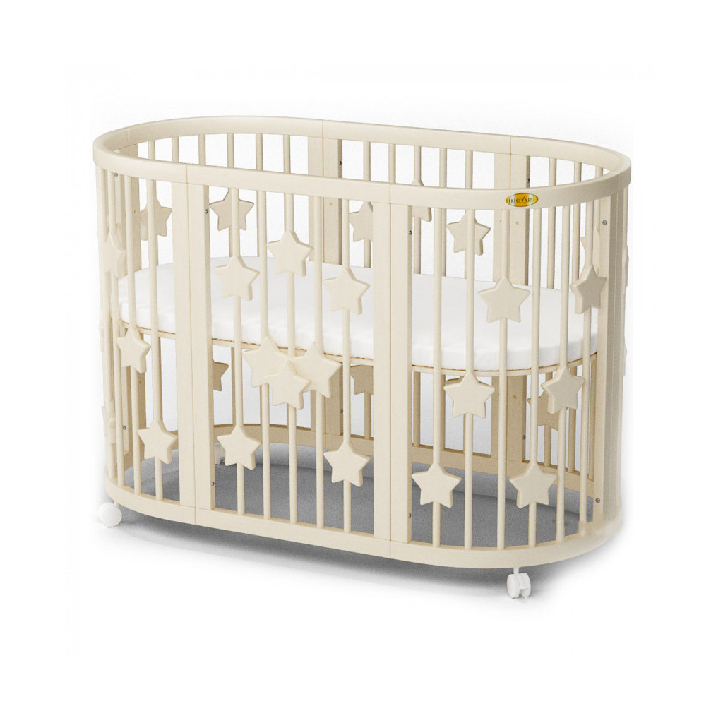 Ліжечко Ingvart SMART BED ROUND із зірочками молочний (1359001)