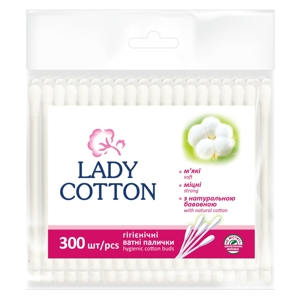 Ватні палички Lady Cotton в поліетиленовому пакеті 300 шт. (4823071621402) Ватні палички Lady Cotton в поліетиленовому пакеті 300 шт. (4823071621402)
