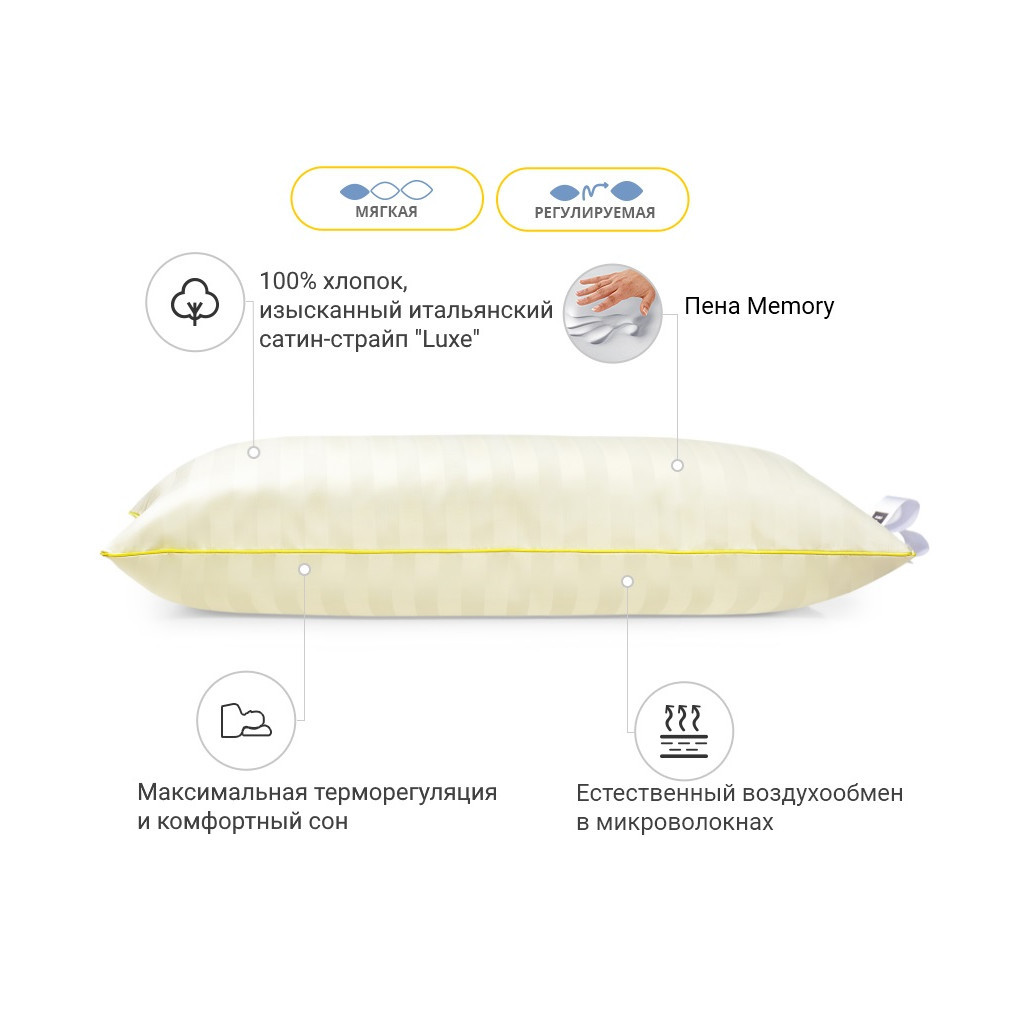 Подушка MirSon 1483 Carmela Hand Made memory effekt М'яка 60х60 см (2200001540248) Подушка MirSon 1483 Carmela Hand Made memory effekt М'яка 60х60 см (2200001540248)