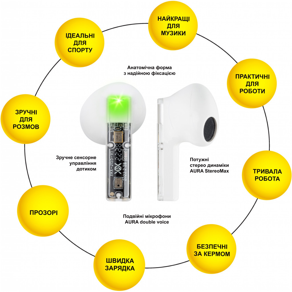 Навушники AURA 6 White (TWSA6W) Навушники AURA 6 White (TWSA6W)