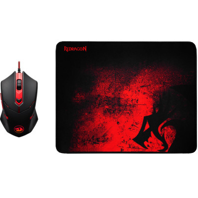 Мишка Redragon M601BA USB Black-Red + Килимок (78226)