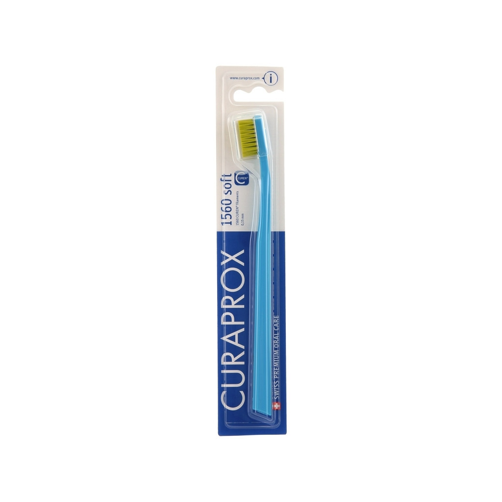 Зубна щітка Curaprox CS 1560 Soft М'яка D 0.15 мм Блакитна із салатовою щетиною (CS 1560-02)