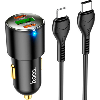 Зарядний пристрій HOCO N26 2xType-C, USB-A Black (6931474765192)