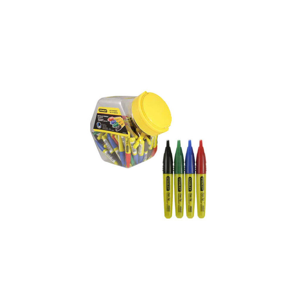 Набір маркерів Stanley Permanent, 90мм, Black/Green/Blue/Red, 72 шт, із загостреним наконечником, (1-47-329_72)