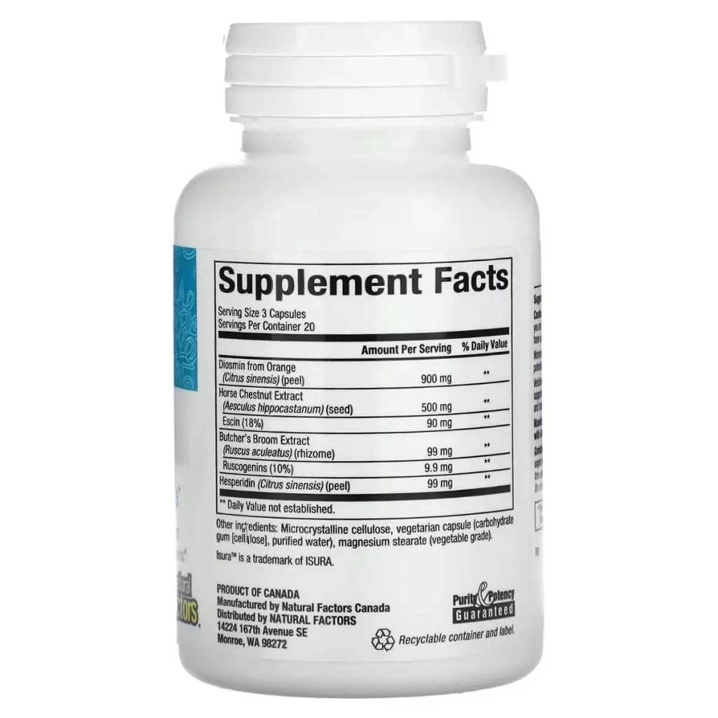 Вітамінно-мінеральний комплекс Natural Factors Підтримка вен для жінок, WomenSense, VeinSense, 60 вегетаріанські (NFS-04943)