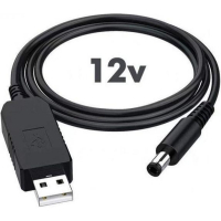 Кабель живлення RCI Перетворювач напруги DC 5V to 12V (inp:USB 5V/2Amax-outp:DC-male 5,5x2,1 12V/1Amax) (DC2.1x5.5mmUSB5V-12V)