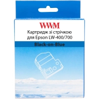 Стрічка для принтера етикеток WWM для Epson LW-400/700 18mm х 8m Black-on-Blue (WWM-SC18B)