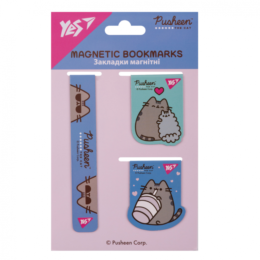 Закладки для книг Yes магнітні Pusheen 3 шт (708348)