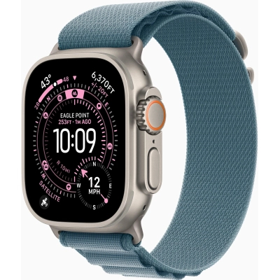 Смарт-годинник Apple Watch Ultra 3 GPS + Cellular 49mm Natural Titanium Case with Light Blue Alpine Loop - Small (MEWK4QP/A)
