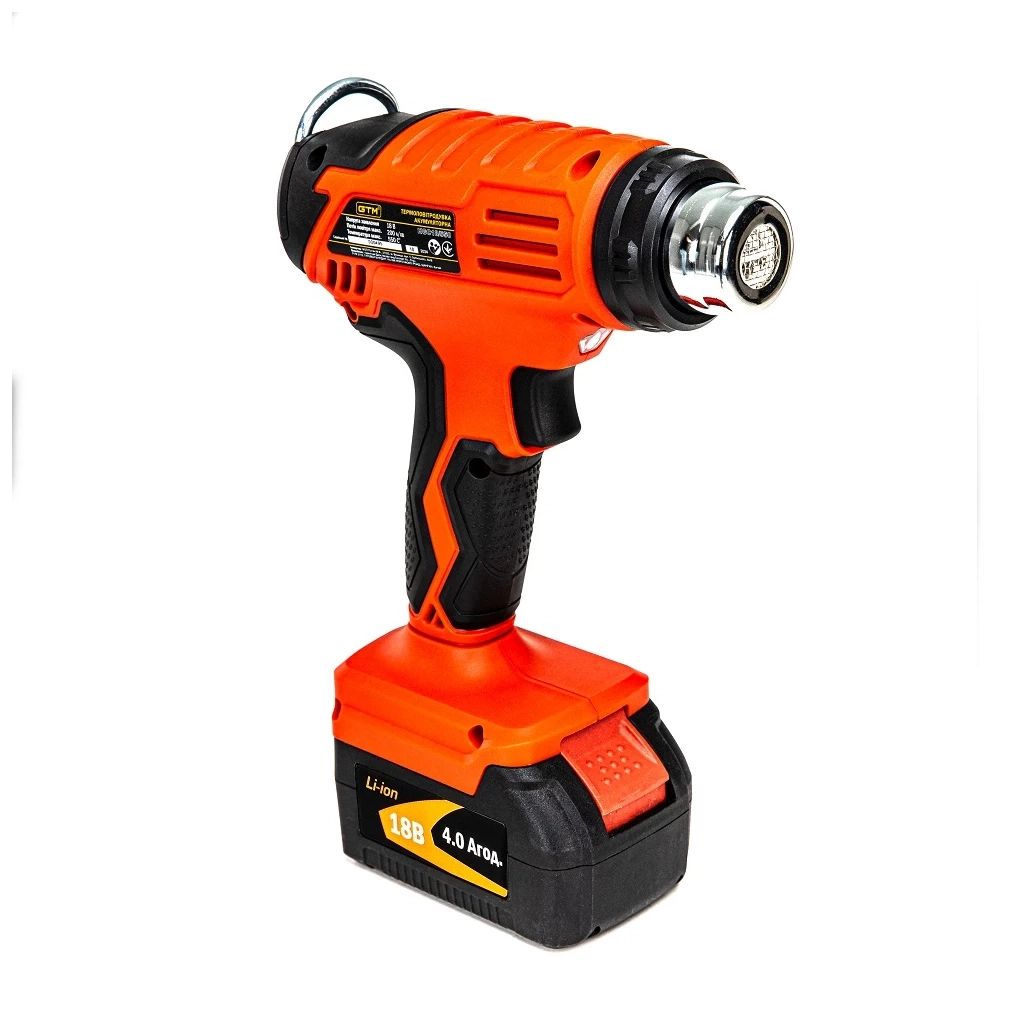 Будівельний фен GTM HGC18/550, 18V, 350/550С, 160/200л/хв, 4Ah (HGC18/550_KIT) Будівельний фен GTM HGC18/550, 18V, 350/550С, 160/200л/хв, 4Ah (HGC18/550_KIT)