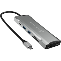 Hub J5create USB-C 9-in-1 2xUSB 3.2 + 2xUSB-C PD + 2xHDMI 4K + DisplayPort + SD/TF + RJ45 1000Mbps gray (JCD397-N)
