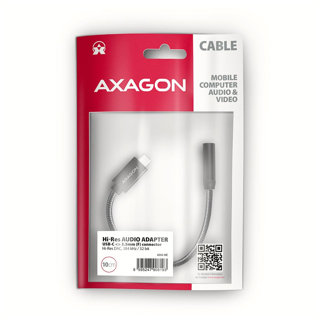 Перехідник USB-C M to 3.5mm F DAC black AXAGON (ADA-HC) Перехідник USB-C M to 3.5mm F DAC black AXAGON (ADA-HC)