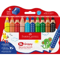 Colored pencils Faber-Castell Jumbo Grippy watercolor, 10 colors + sharpener (110636) (33043)