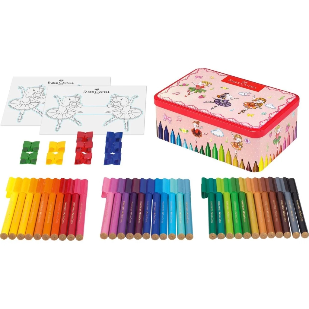 Фломастери Faber-Castell Балерина в металевій коробці Connector Скрепляй разом 33 кольора (26537)
