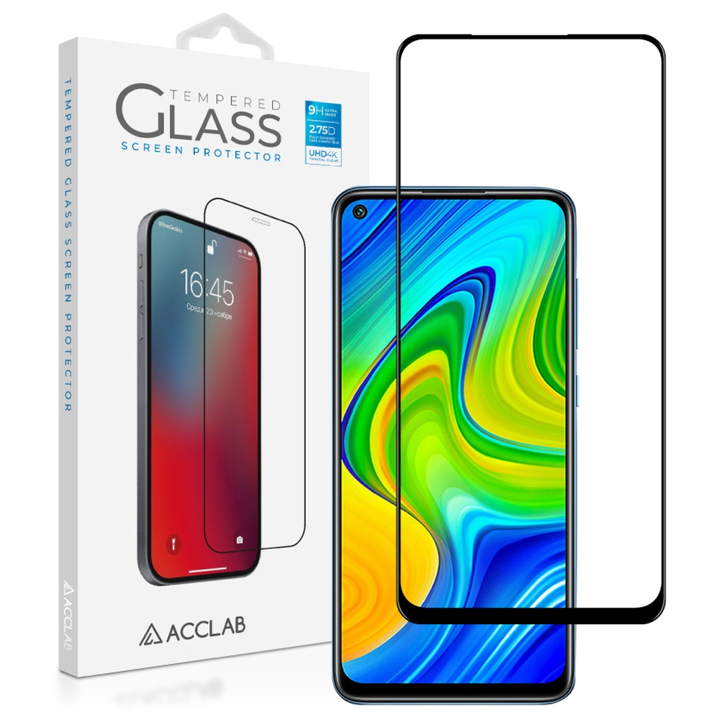 Скло захисне ACCLAB Full Glue Xiaomi Redmi Note 9 Black (1283126508783)