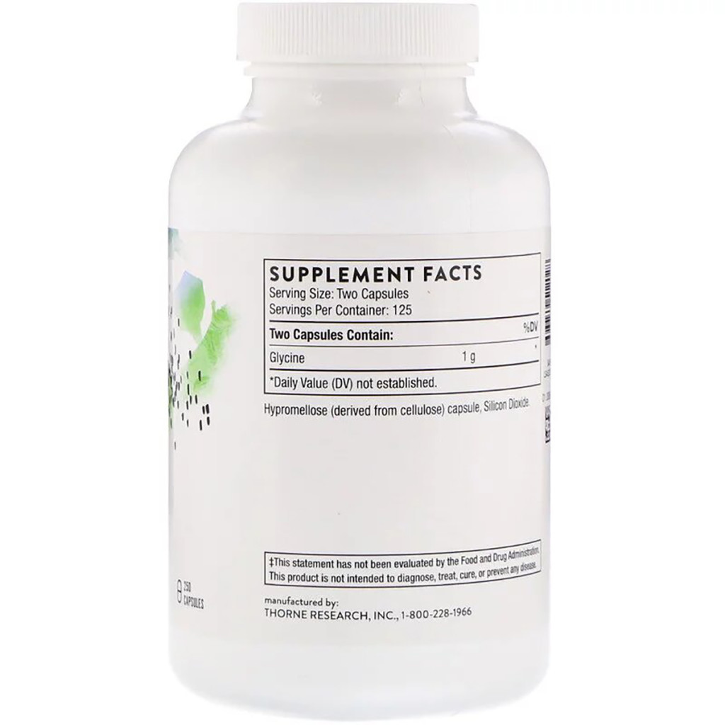 Амінокислота Thorne Research Гліцин, Glycine, 250 капсул (THR-51202)
