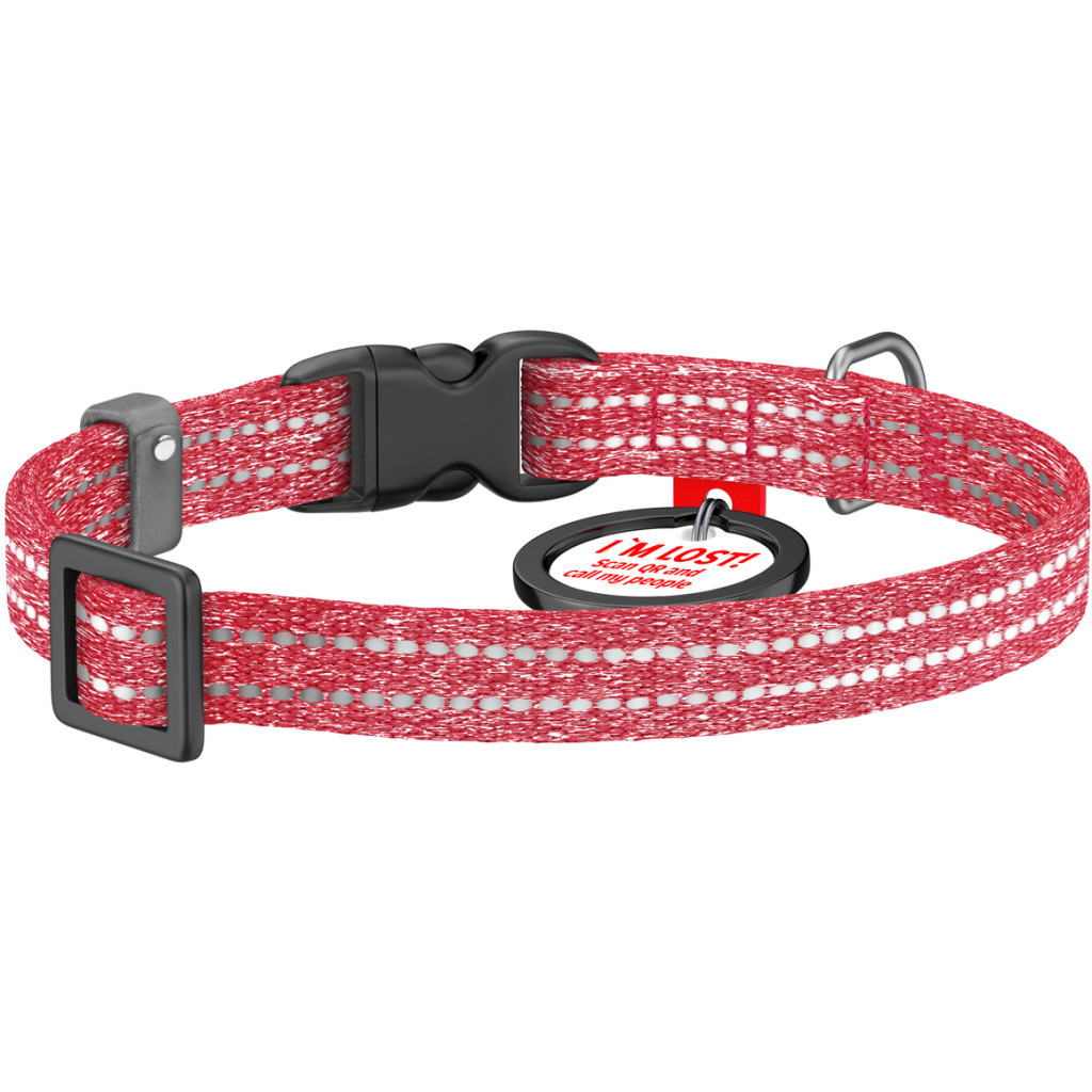 Нашийник для тварин WAUDOG Re-cotton з QR паспортом для котів та дрібних порід собак XS червоний (16403) Нашийник для тварин WAUDOG Re-cotton з QR паспортом для котів та дрібних порід собак XS червоний (16403)