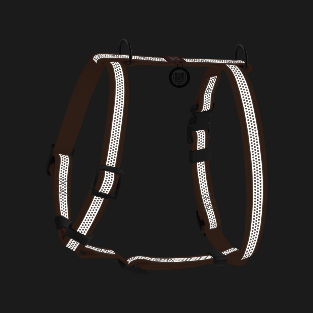 Шлея для собак WAUDOG Waterproof анатомічна Н-подібна, світловідбивна S помаранчева (32804)