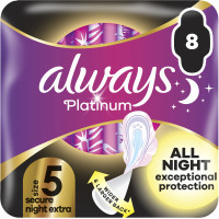 Sanitary pads Always Platinum Secure Night Extra Size 5 8 pcs. (8700216186742)