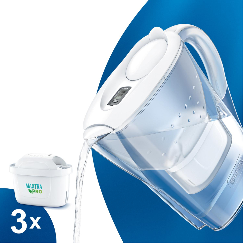 Фільтр-глечик Brita Marella Memo MXPro 2.4л (1.4л води) з фільтр-картриджем 3шт, білий (1052791)