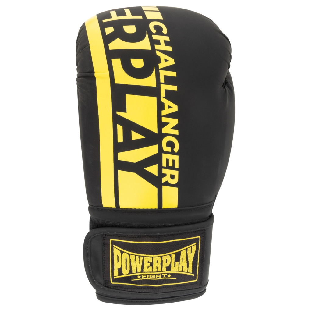 Боксерські рукавички PowerPlay 3086 Matt Challenger Чорно-Жовті 16 унцій (PP_3086_16oz_Bl/Yellow)