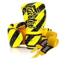 Боксерські рукавички Fairtex BGV14Y Yellow/Black 14 унцій (бинти в комплекті) (BGV14Y_14oz_Yellow/Black)