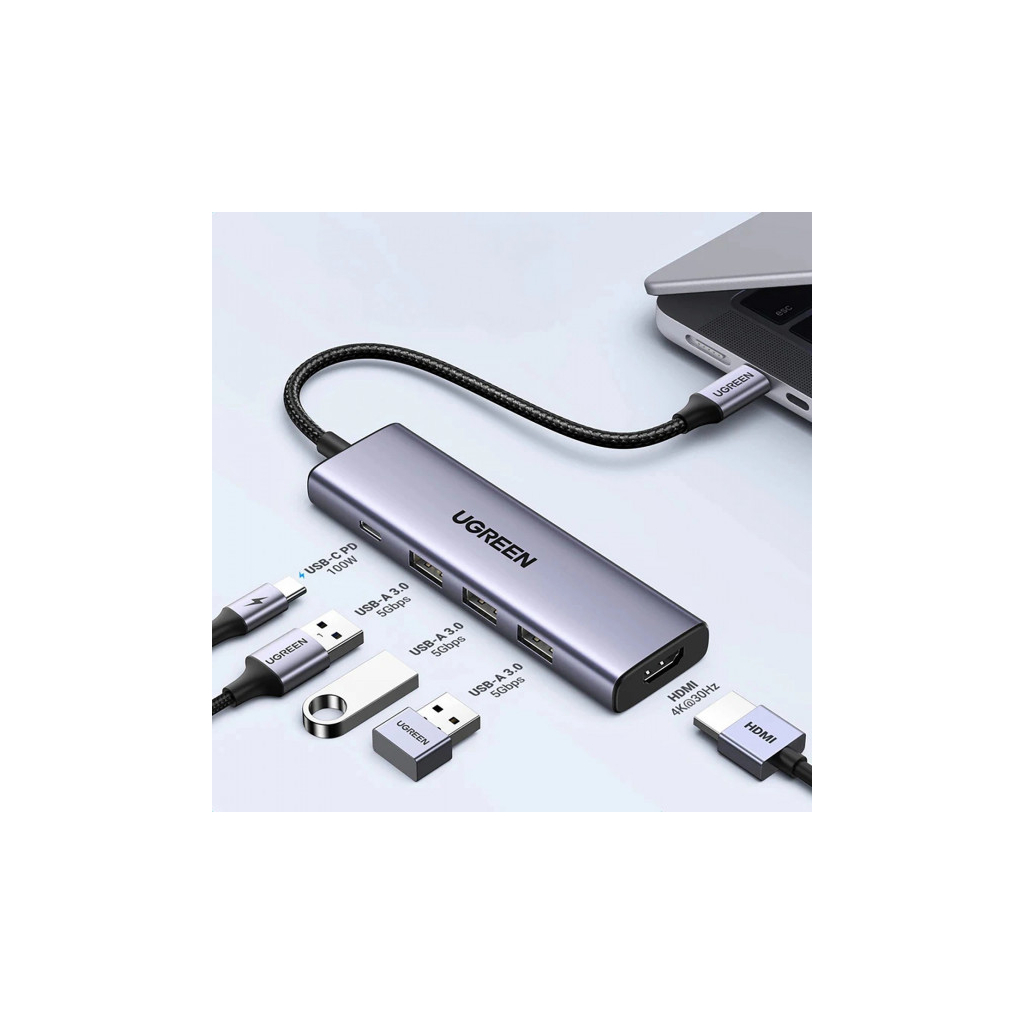 Порт-реплікатор UGREEN Dock CM511 5in1 USB3.1 Type-C --> HDMI 60Hz/3xUSB-А 3.0/Type-C/PD 100W (15597) Порт-реплікатор UGREEN Dock CM511 5in1 USB3.1 Type-C --> HDMI 60Hz/3xUSB-А 3.0/Type-C/PD 100W (15597)
