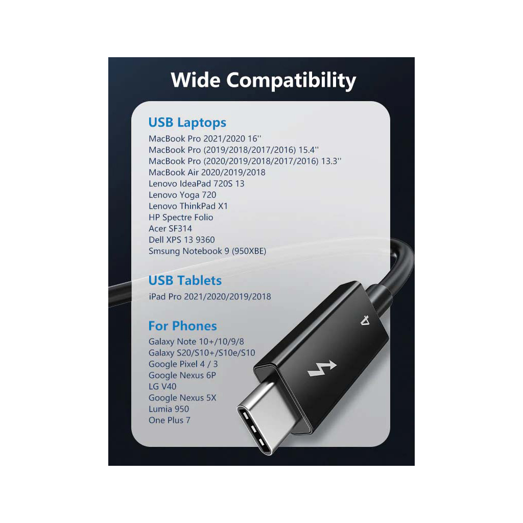 Дата кабель USB-C to USB-C 1.0m Thunderbolt 4 100W (20V/5A) 8K60Hz Cabletime (CA915422) Дата кабель USB-C to USB-C 1.0m Thunderbolt 4 100W (20V/5A) 8K60Hz Cabletime (CA915422)