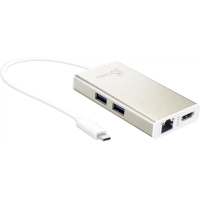 Hub J5create USB-C 5-in-1 2xUSB 3.0 + HDMI 4K + USB-C PD + RJ45 1000Mbps gray (JCA374-N)