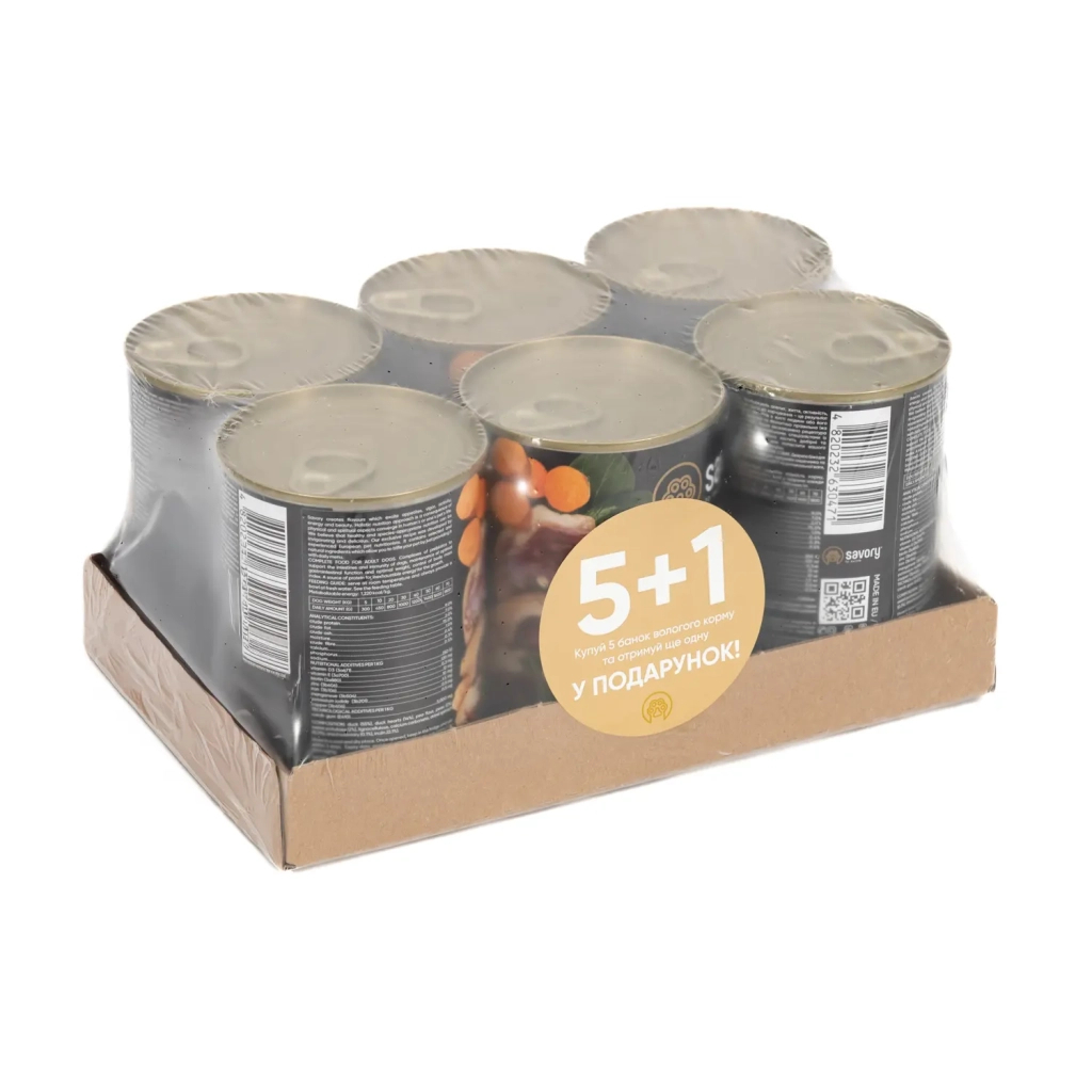 Консерви для собак Savory Набір 5+1 Gourmand Duck 400 г (2700000054963)