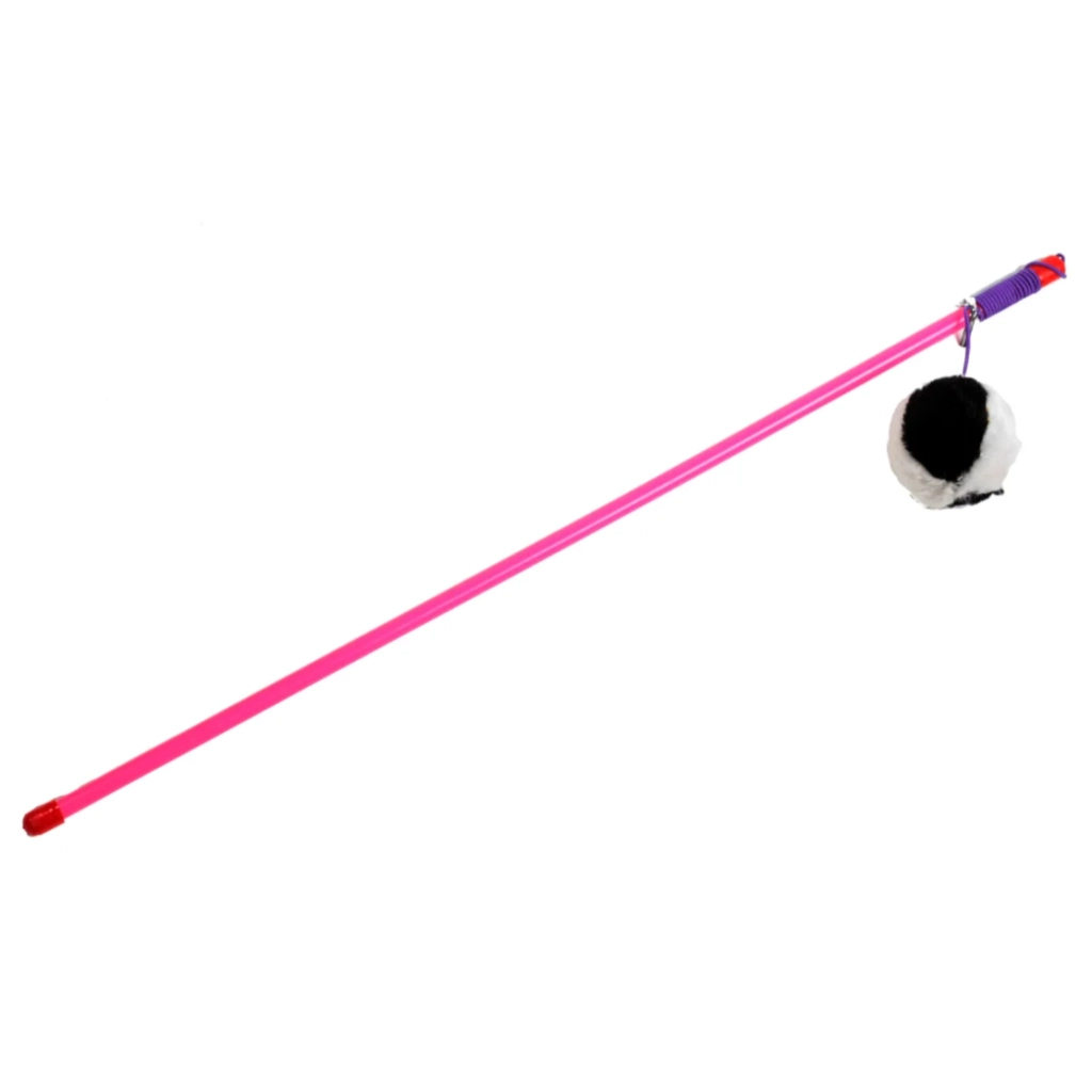 Іграшка для котів "FOX" Вудка-дражнилка "Хутряна чорно-біла куля" (5901436131359)