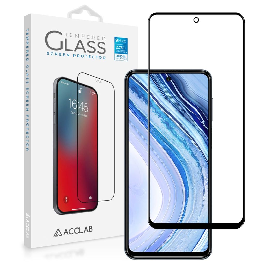 Скло захисне ACCLAB Full Glue Xiaomi Redmi Note 9 Pro/Note 9 Pro Max Black (1283126508790)