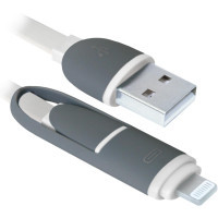 Дата кабель USB10-03BP USB - Micro USB/Lightning, white, 1m Defender (87493)