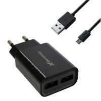 Зарядний пристрій Grand-X CH-45T 5V 2,4A 2USB + cable USB -> Type C, Cu, 4A, TPE, 1m (CH-45T)