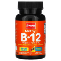 Jarrow Formulas Vitamin Methyl B-12 2500 mcg, Tropical Flavor, Methyl B-12, 100 Chews (JRW-18016)