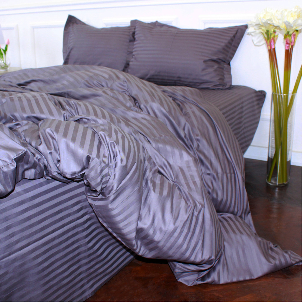 Постільна білизна MirSon SatinStripe 30-0012DarkGray 220х240 King Size (2200005251997)