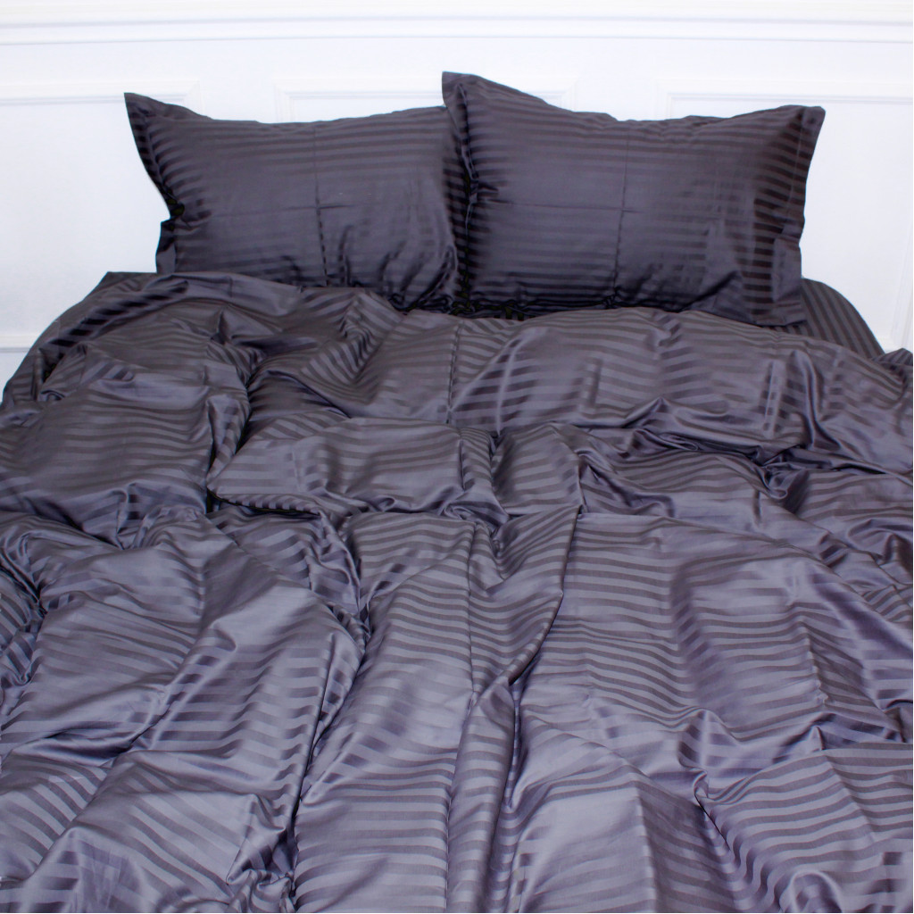 Постільна білизна MirSon SatinStripe 30-0012DarkGray 220х240 King Size (2200005251997)