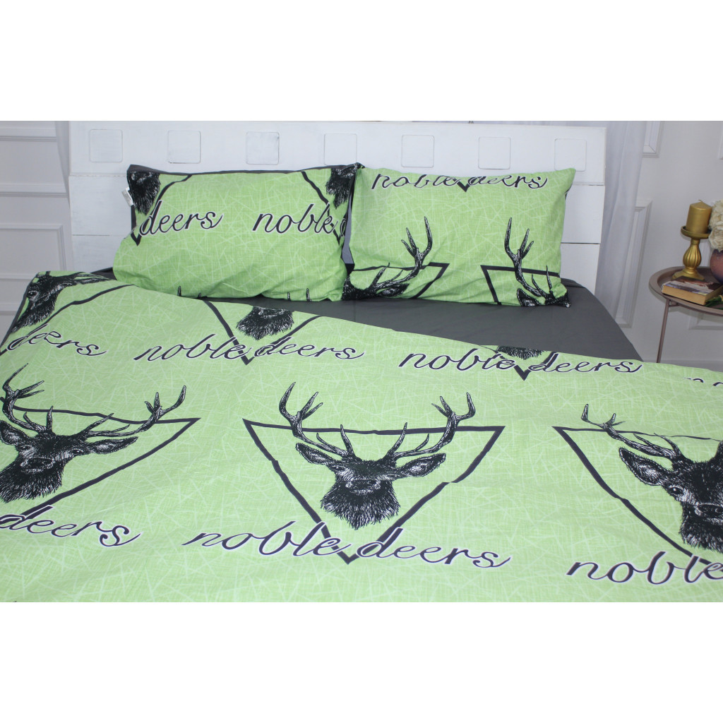 Постільна білизна MirSon Бязь 17-0515 Noble deers lime Двоспальний (2200003642094)