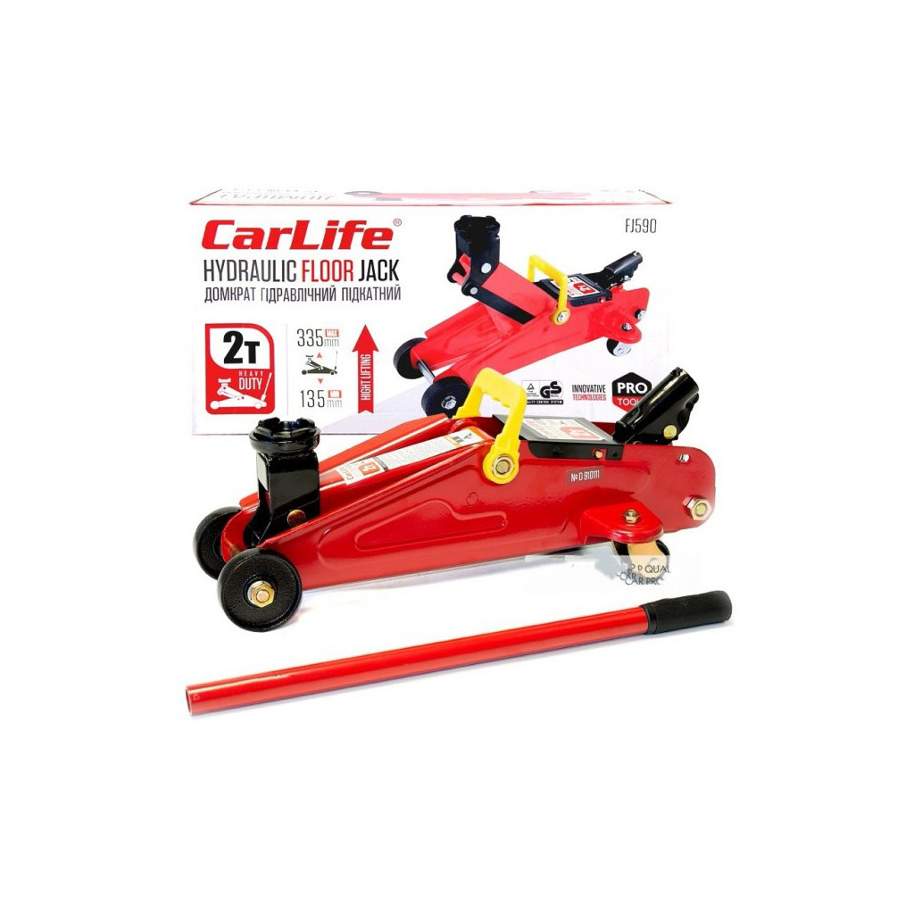 Домкрат CarLife підкатний 2т, 135-335мм (FJ590)