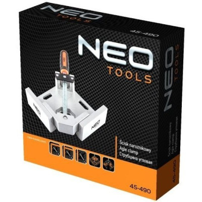 Струбцина Neo Tools кутова, алюмінієва, напрямна 95 мм, 70х70мм (45-490)