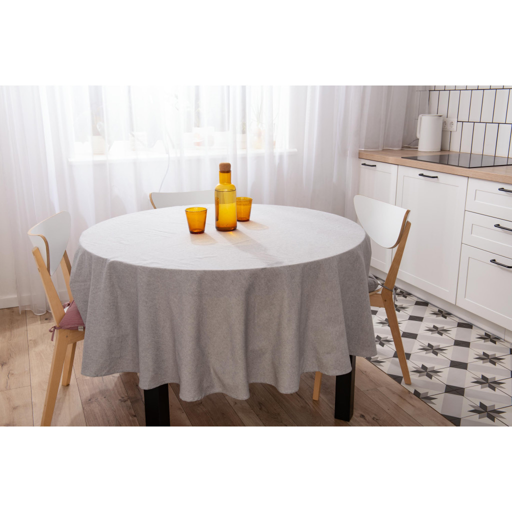 Скатертина Ardesto Oliver сірий D-200 см, 100% бавовна (ART11OD) Скатертина Ardesto Oliver сірий D-200 см, 100% бавовна (ART11OD)