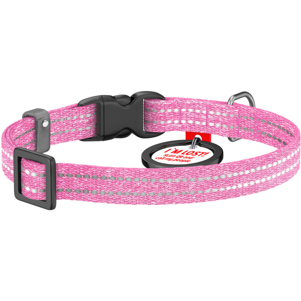 Нашийник для тварин WAUDOG Re-cotton з QR паспортом для котів та дрібних порід собак XS рожевий (16407) Нашийник для тварин WAUDOG Re-cotton з QR паспортом для котів та дрібних порід собак XS рожевий (16407)