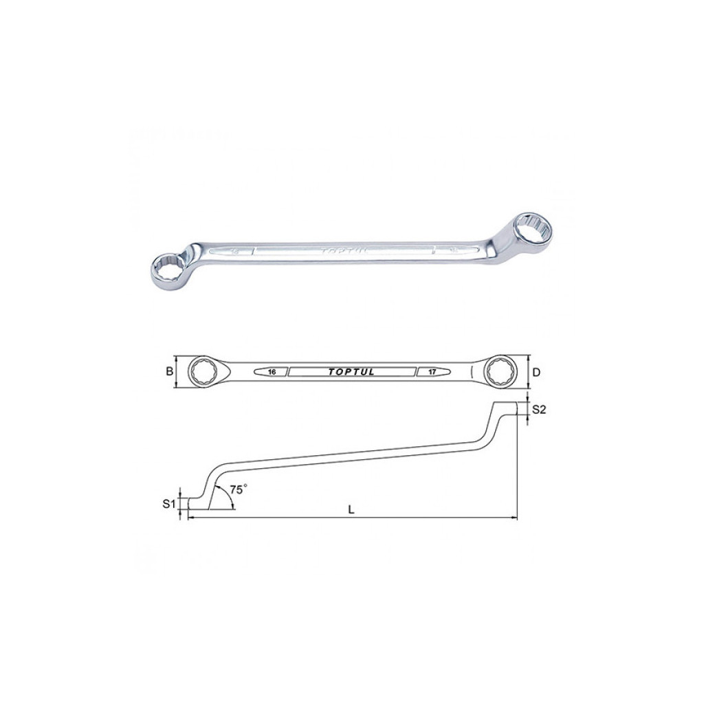 Ключ Toptul гайковий накидний (кут 75 °) 27х30мм (AAEI2730)