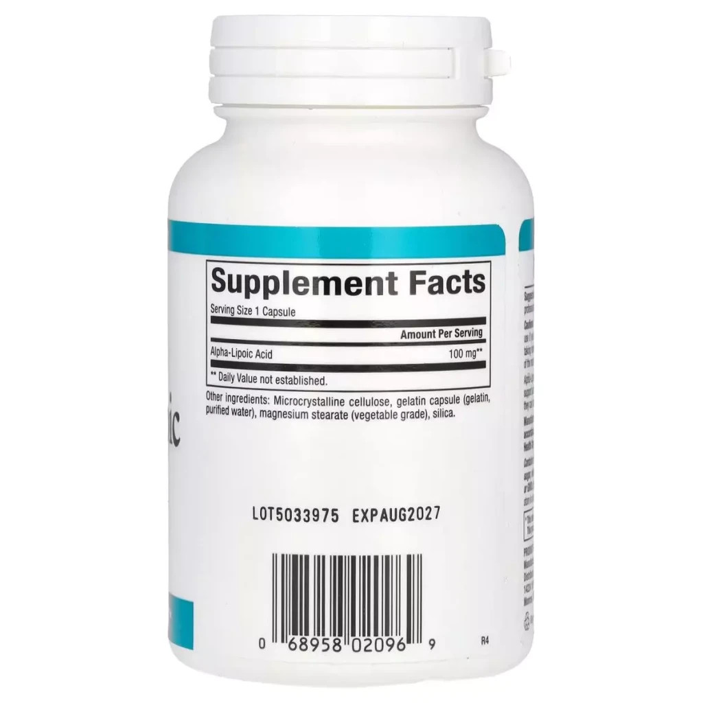 Вітамінно-мінеральний комплекс Natural Factors Альфа-ліпоєва кислота, 100 мг, Alpha-Lipoic Acid, 120 капсул (NFS-02096)