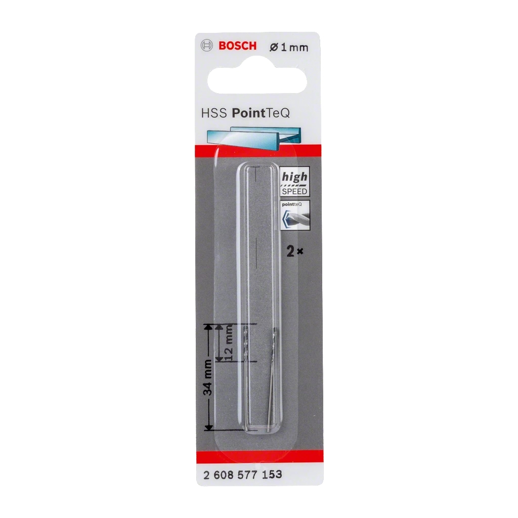 Свердло Bosch по металу HSS-PointTeQ, 1х12х34мм, 2шт (2.608.577.153)