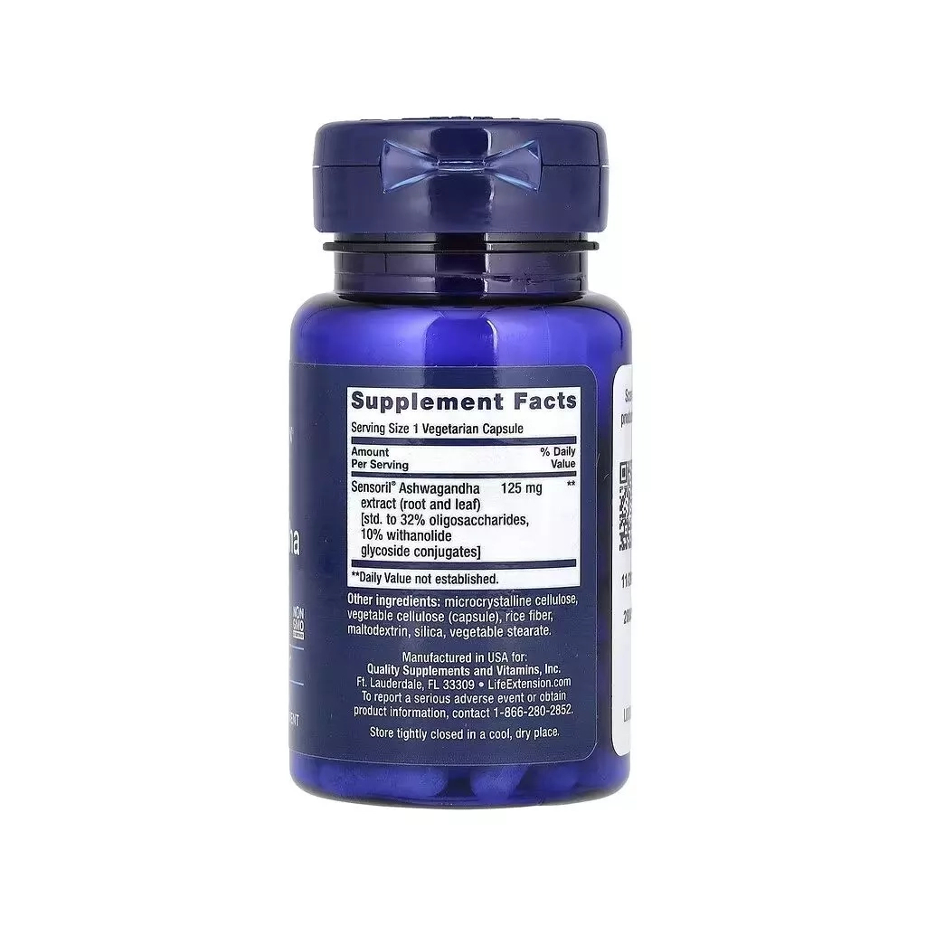 Вітамінно-мінеральний комплекс Life Extension Ашваганда оптимізована, 125 мг, Optimized Ashwagandha, 60 вегет (LEX-88806) Вітамінно-мінеральний комплекс Life Extension Ашваганда оптимізована, 125 мг, Optimized Ashwagandha, 60 вегет (LEX-88806)