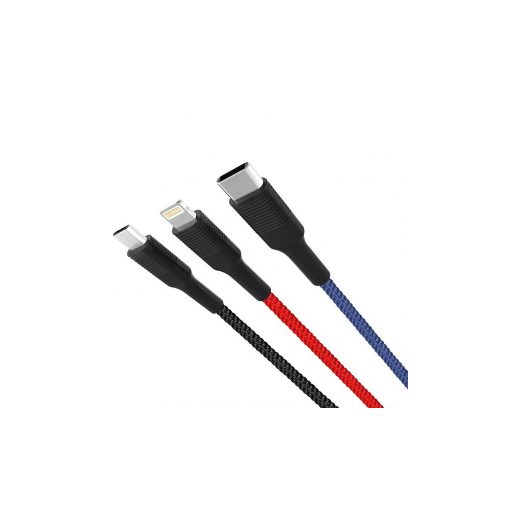 Дата кабель USB 2.0 AM to Lightning + Micro 5P + USB-C 1.2m black XO (XO-NB54-3in1) Дата кабель USB 2.0 AM to Lightning + Micro 5P + USB-C 1.2m black XO (XO-NB54-3in1)